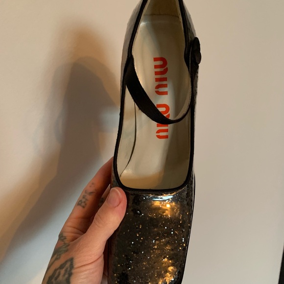 Miu Miu Black Sequin Women's Shoes - Picture 6 of 8
